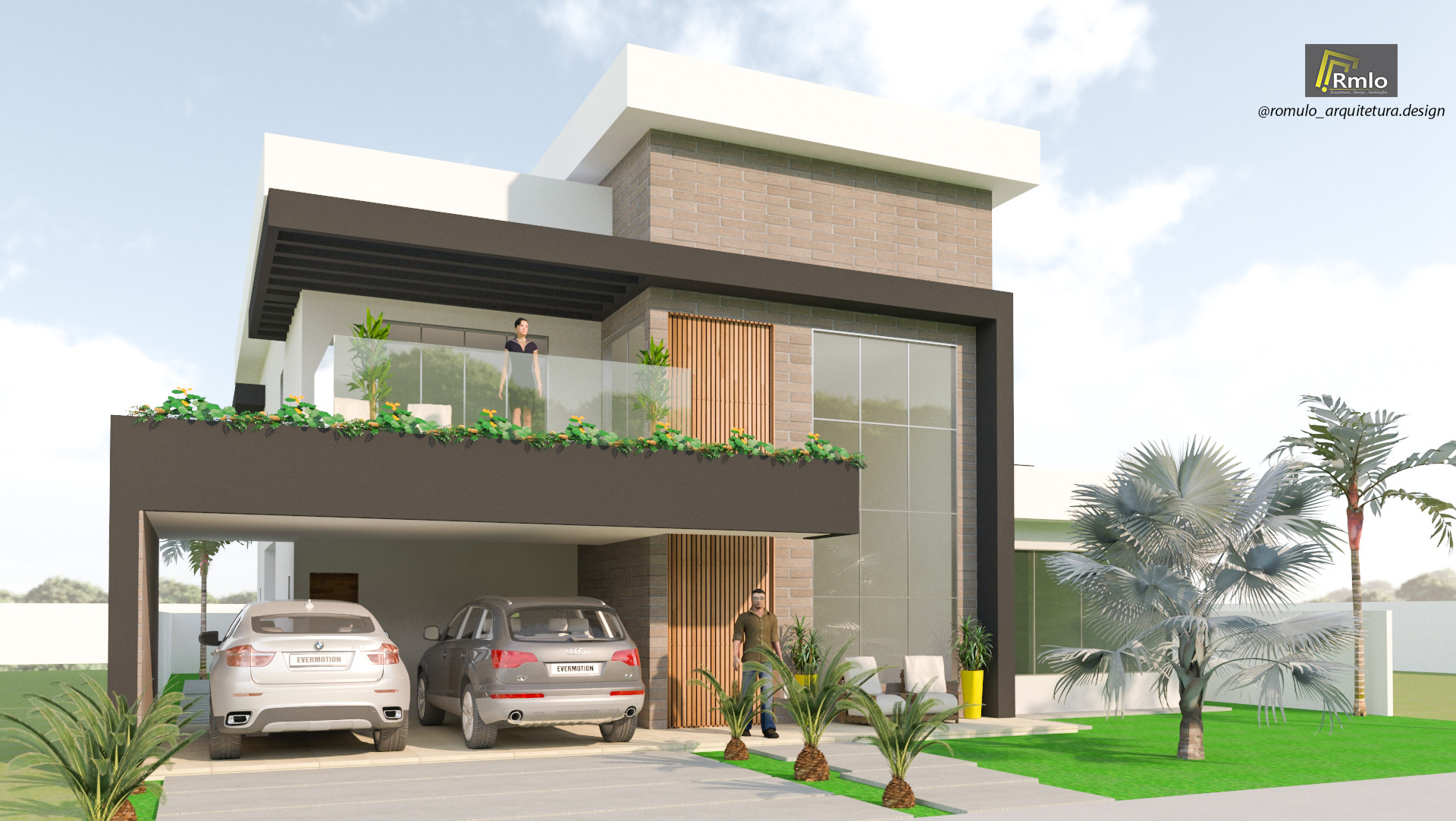 Fachada de casa moderna duplex